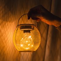 Itens Lanterna solar LED redonda, perfeita para jardim ou pátio, iluminação aconchegante, 12 cm