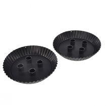 Itens Porta-velas de metal em formato de bolo – Preto, Ø 24 cm – Decoração de mesa elegante para 4 velas – 2 peças