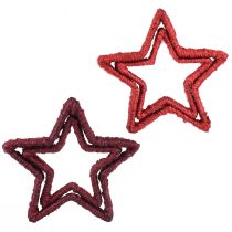 Itens Estrela para suporte de decoração de Natal juta vermelha 13/18cm 4 unidades