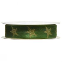 Itens Fita estrela fita de organza verde ouro Natal W25mm L18m