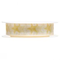 Itens Fita estrela fita de organza em ouro branco fita decorativa W25mm L18m