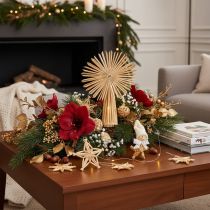Itens Conjunto de enfeites de Natal em forma de estrela de palha para árvore de Natal, 35 peças.