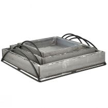 Itens Conjunto versátil de bandejas de madeira cinza - vários tamanhos - solução elegante de armazenamento e serviço - conjunto de 3