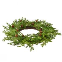 Itens Coroa de pinheiro artificial, verde-acastanhada com pinhas, decoração de Natal, Ø49cm