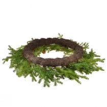 Itens Coroa de pinheiro artificial, verde-acastanhada com pinhas, decoração de Natal, Ø49cm