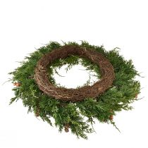 Itens Coroa de abeto Thuja com base de botões coroa de videira Ø50cm