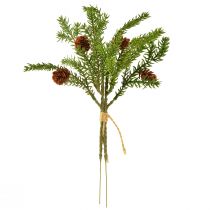Itens Ramo de pinheiro artificial com pinhas naturais, decoração natalina em juta, 28 cm, conjunto de 4 peças