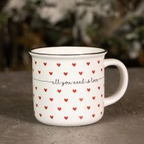Itens Copo com corações copo de cerâmica branco vermelho Ø9cm A9cm