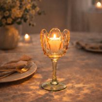 Itens Porta-velas de vidro em formato de tulipa, estilo vintage, decoração romântica para casa, 20 cm