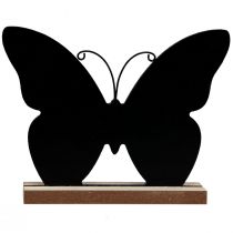 Decoração de mesa decoração em madeira borboleta preta natural 12cm 6 unidades