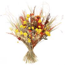 Itens Buquê decorativo de flores secas "Cardo e Mil-folhas" Laranja-Natural, Branqueado, 55cm, 150g - Estilo Casa de Campo