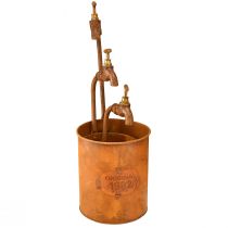 Itens Floreira pátina metálica decorativa com torneira Alt.25/37/43cm conjunto de 3 peças
