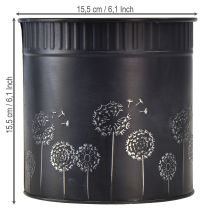 Itens Vaso em forma de dente-de-leão, preto, Ø15,5cm A15,5cm