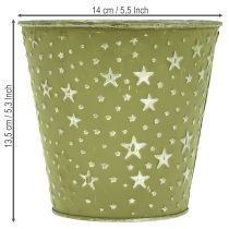 Itens Vaso de metal verde prateado com estrelas, Ø14cm