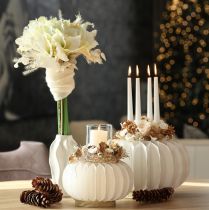 Itens Anel de papel em formato de favo de mel, formato de abóbora redonda grande, 24 cm, pacote com 4 unidades, ideal para flores secas e decoração de outono.