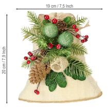 Itens Decoração de parede natalina, sino, juta, sortida, 20 cm de altura, 2 peças