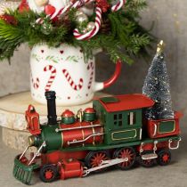 Itens Trem de Natal vermelho metal decorativo locomotiva com árvore de Natal 20cm