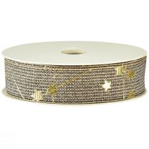 Itens Fita de Natal com estrelas fita preta ouro branco 25mm 18m