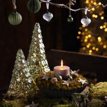 Itens Árvore de Natal com iluminação LED vintage verde ouro 38cm