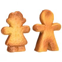 Itens Conjunto de 6 enfeites de Natal em cerâmica, representando uma boneca e um boneco de gengibre, 7 cm cada.