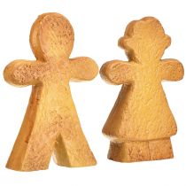 Itens Conjunto de 2 peças de decoração natalina em cerâmica, representando um boneco e uma boneca de gengibre de 16 cm.