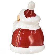 Itens Figura de Papai Noel em cerâmica, vermelho e branco, 6,4 cm - Decoração festiva de Natal - 6 peças
