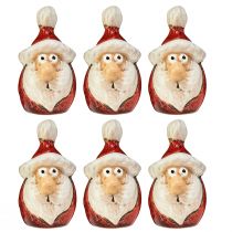 Itens Figura de Papai Noel em cerâmica, vermelha, 7cm – Decoração festiva de Natal – 6 peças