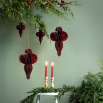 Itens Enfeite de papel para decoração de Natal Bordeaux H40cm 2 peças