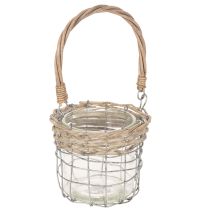 Itens Lanterna decorativa suspensa, metal, vidro, vime, Ø13cm A12cm, 2 peças