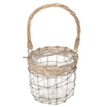 Itens Lanterna suspensa, vidro, metal, vime, Ø14,5cm, 2 peças