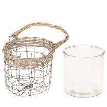 Itens Lanterna suspensa, vidro, metal, vime, Ø14,5cm, 2 peças