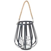 Itens Lanterna de metal com vidro, antracite, Ø23cm, A27cm