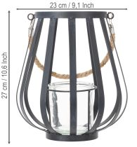 Itens Lanterna de metal com vidro, antracite, Ø23cm, A27cm