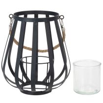 Itens Lanterna de metal com vidro, antracite, Ø23cm, A27cm