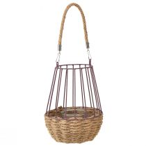 Itens Lanterna com alça e vidro roxo natural Ø18cm Alt.22cm