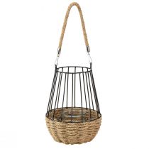 Itens Lanterna com alça e vidro preto natural Ø18cm Alt.22cm