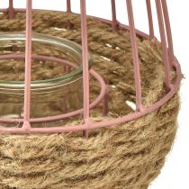 Itens Lanterna com cabo e vela em vidro rosa natural Ø18cm Alt.22cm