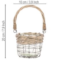 Itens Porta-velas de chá, vidro, metal, vime, Ø10,5cm, 3 peças