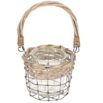 Itens Porta-velas de chá, vidro, metal, vime, Ø10,5cm, 3 peças