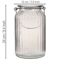 Itens Lanterna/castiçal de vidro para pendurar, com alça, 18 cm de altura.