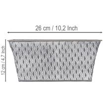 Itens Tigela de zinco com padrão de diamante, 26 cm x 15,5 cm