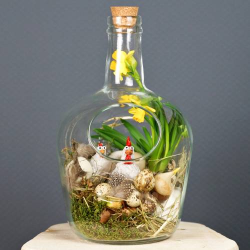 Floristik24 Recipiente decorativo para garrafa de vidro com cortiça Ø19cm Alt.30cm