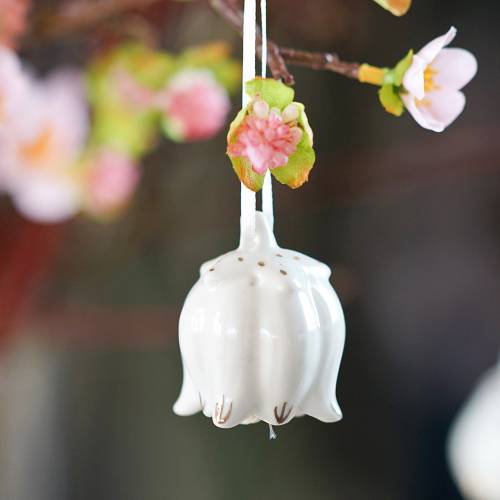Floristik24 Sinos decorativos em forma de flor branco, dourado 4 unidades