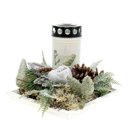 Floristik24 Bandeja de madeira branca 20cmx20cm