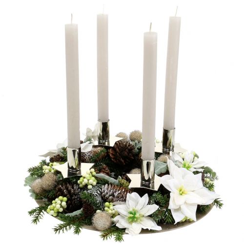 Floristik24 Estrela de Natal em um cacho branco Ø18cm C30cm