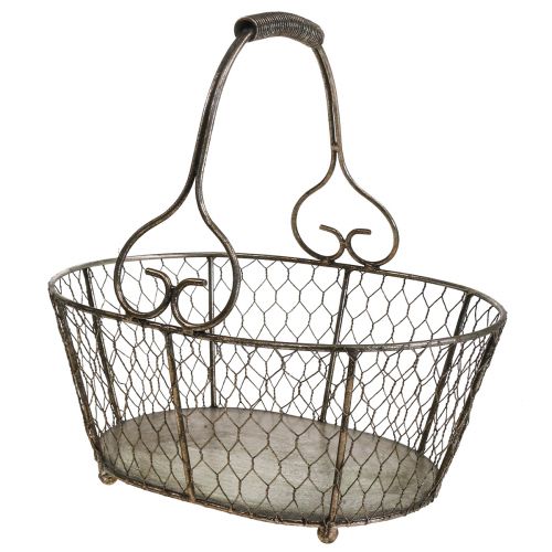 Floristik24 Cesto de arame cesto estilo antigo com pega cesto de metal 28×23×12cm