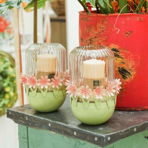 Floristik24 Tigela de plantas, decoração de primavera, tigela de metal com decoração de flores, cesta de páscoa