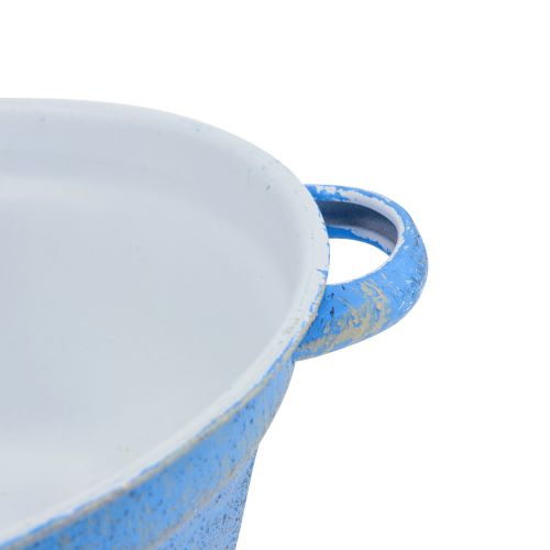 Itens Vaso decorativo azul metal decoração surrado Ø21cm H10,5cm