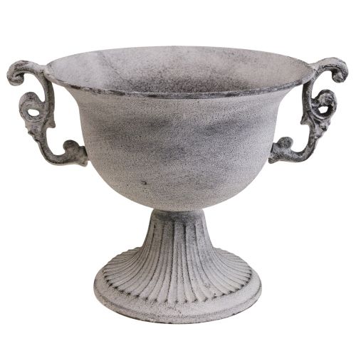 Floristik24 Tigela decorativa Taça decorativa branca lavada metal Ø20cm A17.5cm