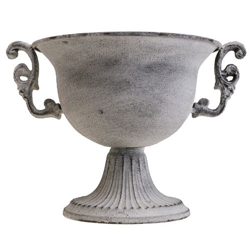 Floristik24 Tigela decorativa Taça decorativa branca lavada metal Ø20cm A17.5cm